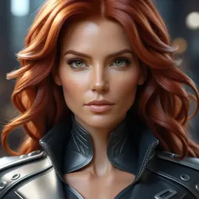 Alluring matte portrait of a beautiful red haired Sarah Kerrigan in leather, 8k, Highly Detailed, Intricate, Half Body, Realistic, Sharp Focus, Volumetric Lighting, Fantasy, Elegant by Stanley Artgerm Lau, WLOP, Stefan Kostic