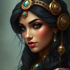 Steampunk portrait of Princess Jasmine, Highly Detailed, Intricate, Artstation, Beautiful, Digital Painting, Sharp Focus, Concept Art, Elegant