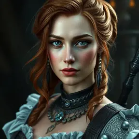 Alluring full body portrait of a beautiful Triss Merrigold in Witcher 3 style, 8k, Highly Detailed, Intricate, Photo Realistic, Sharp Focus, Volumetric Lighting, Fantasy, Elegant