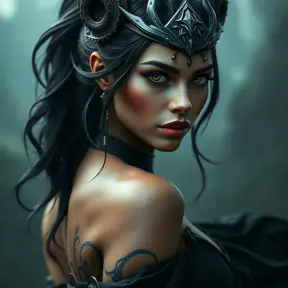 Alluring matte portrait of a beautiful Nidalee in black, 8k, Highly Detailed, Intricate, Half Body, Realistic, Sharp Focus, Volumetric Lighting, Fantasy, Elegant by Stanley Artgerm Lau, Alphonse Mucha, WLOP, Stefan Kostic