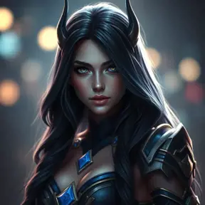 Alluring portrait of a beautiful Irelia from League of Legends in Dark Blue, Highly Detailed, Half Body, Bokeh effect, Photo Realistic by Stefan Kostic