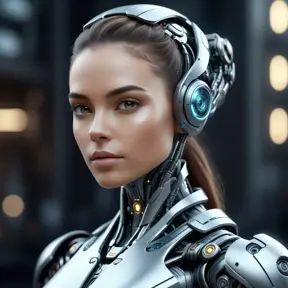 Alluring highly detailed matte portrait of a beautiful cyborg in the style of Stefan Kostic, 8k, High Definition, Highly Detailed, Intricate, Half Body, Realistic, Sharp Focus, Fantasy, Elegant