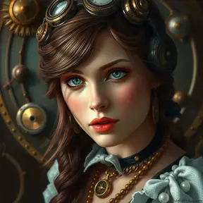 Steampunk portrait of Alexandra Daddario, Highly Detailed, Intricate, Artstation, Beautiful, Digital Painting, Sharp Focus, Concept Art, Elegant