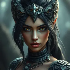 Alluring matte portrait of a beautiful Nidalee in the style of Stefan Kostic, 8k, Highly Detailed, Intricate, Half Body, Realistic, Sharp Focus, Volumetric Lighting, Fantasy, Elegant by Stanley Artgerm Lau, Greg Rutkowski