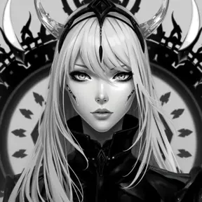 Black & White portrait of A2 from Nier Automata, Highly Detailed, Intricate, Artstation, Beautiful, Digital Painting, Sharp Focus, Concept Art, Elegant