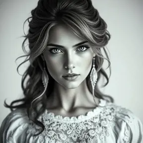 Alluring black and white matte portrait of a beautiful Ciri with a white background in a white dress, 8k, Highly Detailed, Intricate, Half Body, Realistic, Sharp Focus, Volumetric Lighting, Fantasy, Elegant by Stanley Artgerm Lau