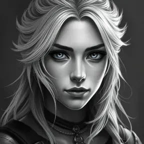 Black & White portrait of Ciri, Highly Detailed, Intricate, Artstation, Beautiful, Digital Painting, Sharp Focus, Concept Art, Elegant