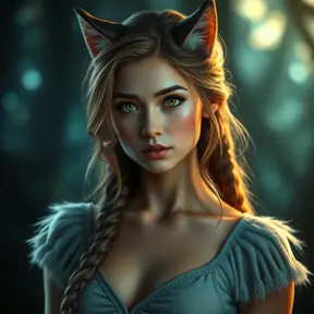 Beautiful girl in werewolf academy, 8k, Stunning, Digital Painting, Cinematic Lighting, Sharp Focus, Fantasy, Hyper Realistic