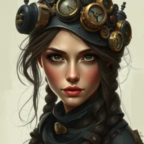 Steampunk portrait of Nina Dobrev, Highly Detailed, Intricate, Artstation, Beautiful, Digital Painting, Sharp Focus, Concept Art, Elegant