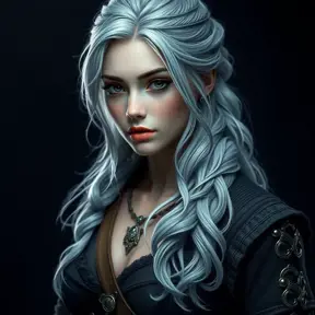 Alluring full body portrait of a beautiful Ciri from the Witcher 3 in black, 8k, Highly Detailed, Intricate, Photo Realistic, Sharp Focus, Volumetric Lighting, Fantasy, Elegant