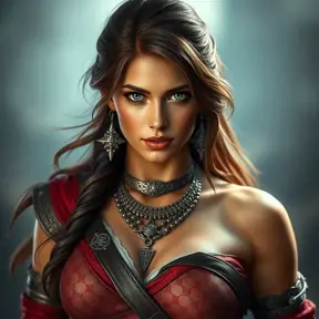 Alluring full body portrait of a beautiful Kassandra in Assassin Creed style, 8k, Highly Detailed, Intricate, Photo Realistic, Sharp Focus, Volumetric Lighting, Fantasy, Elegant