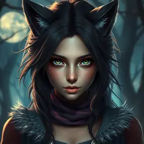 Beautiful girl in werewolf academy, Stunning, Digital Painting, Cinematic Lighting, Sharp Focus, Fantasy, Hyper Realistic