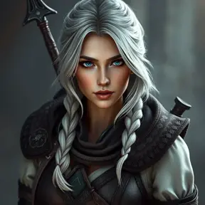 Alluring full body portrait of a beautiful Ciri in Witcher 3 style as an Assassin, 8k, Highly Detailed, Intricate, Photo Realistic, Sharp Focus, Volumetric Lighting, Fantasy, Elegant