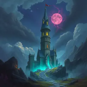 Wizard's tower in fantasy landscape, Magical, Fantasy