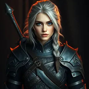 Alluring full body portrait of a beautiful Ciri in Witcher 3 armor, 8k, Highly Detailed, Intricate, Photo Realistic, Sharp Focus, Volumetric Lighting, Fantasy, Elegant