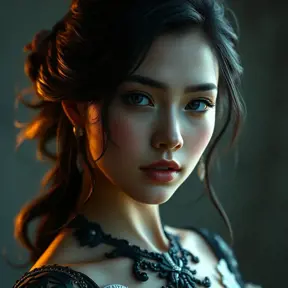 Alluring matte portrait of a beautiful Seraphine, 8k, Highly Detailed, Intricate, Half Body, Realistic, Sharp Focus, Volumetric Lighting, Fantasy, Elegant by Stanley Artgerm Lau, WLOP