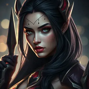 Alluring matte portrait of a beautiful fierce Irelia from League of Legends, Highly Detailed, Half Body, Bokeh effect, Photo Realistic by Stefan Kostic