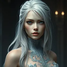 Alluring matte portrait of a beautiful A2 from Nier Automata in the style of Stefan Kostic, 8k, Highly Detailed, Intricate, Half Body, Realistic, Sharp Focus, Volumetric Lighting, Fantasy, Elegant by Stanley Artgerm Lau, Greg Rutkowski