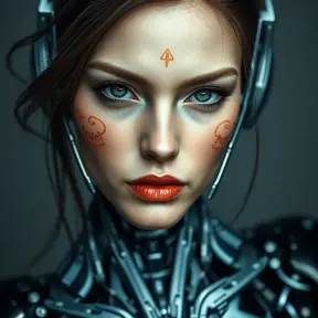 Alluring highly detailed matte portrait of a beautiful cyborg in the style of Stefan Kostic, 8k, High Definition, Highly Detailed, Intricate, Half Body, Realistic, Sharp Focus, Fantasy, Elegant