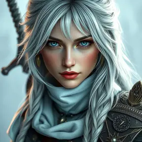 Alluring full body portrait of a beautiful Ciri from the Witcher 3 in white, 8k, Highly Detailed, Intricate, Photo Realistic, Sharp Focus, Volumetric Lighting, Fantasy, Elegant