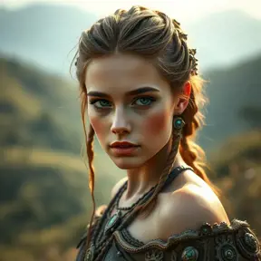 Alluring highly detailed matte portrait of a beautiful Aloy in the hills in the style of Stefan Kostic, 8k, High Definition, Highly Detailed, Intricate, Half Body, Realistic, Sharp Focus, Fantasy, Elegant