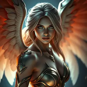 Alluring portrait of a beautiful winged Kayle from League of Legends, 8k, Highly Detailed, Half Body, Photo Realistic, Sharp Focus, Octane Render, Unreal Engine, Volumetric Lighting, Fantasy by Stanley Artgerm Lau, Alphonse Mucha, WLOP