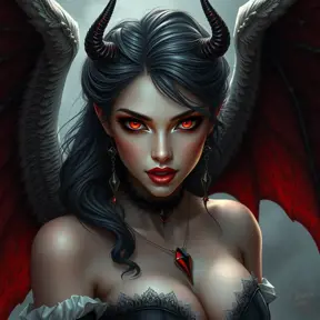 A beautiful winged romanian vampire woman with bright red eyes, fangs, perfect face, Hyper Detailed, Intricate Details, Masterpiece, Full Body, Gothic, Deviantart, Concept Art