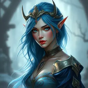 D&D concept art of gorgeous elven woman with blue hair in the style of Stefan Kostic, 8k, High Definition, Highly Detailed, Intricate, Half Body, Realistic, Sharp Focus, Fantasy, Elegant by Stanley Artgerm Lau, Luis Ricardo Falero