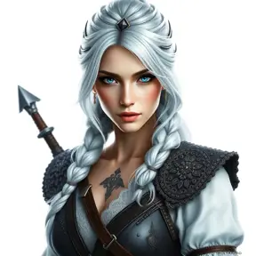 Alluring full body portrait of a beautiful Ciri from the Witcher 3 in white, 8k, Highly Detailed, Intricate, Photo Realistic, Sharp Focus, Volumetric Lighting, Fantasy, Elegant