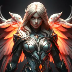 Alluring portrait of an angelic winged Kayle from League of Legends, Highly Detailed, Half Body, Photo Realistic, Sharp Focus, Octane Render, Unreal Engine, Volumetric Lighting, Fantasy