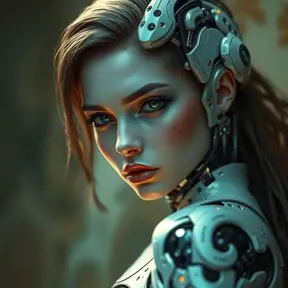 Alluring highly detailed matte portrait of a beautiful cyborg in the style of Stefan Kostic, 8k, High Definition, Highly Detailed, Intricate, Half Body, Realistic, Sharp Focus, Fantasy, Elegant