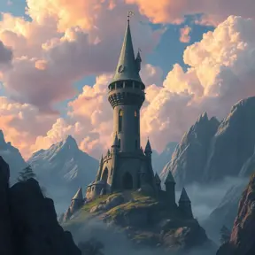 Wizard's tower in fantasy landscape, Magical, Fantasy