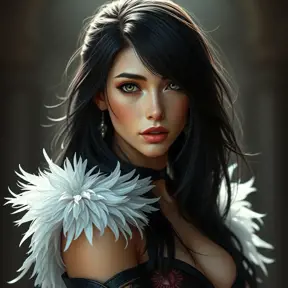 Alluring matte portrait of a beautiful Tifa Lockhart wearing feathers, 8k, Highly Detailed, Intricate, Half Body, Realistic, Sharp Focus, Volumetric Lighting, Fantasy, Elegant by Stanley Artgerm Lau, Alphonse Mucha, WLOP