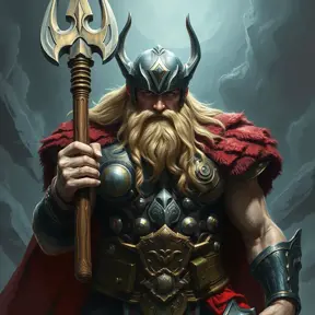 The god thor, Highly Detailed, Hyper Detailed, Powerful, Artstation, Vintage Illustration, Digital Painting, Sharp Focus, Smooth, Concept Art