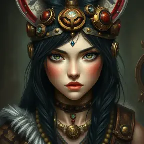 Steampunk portrait of Princess Mononoke, Highly Detailed, Beautiful, Photo Realistic, Sharp Focus, Elegant