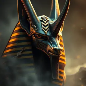 The egyptian god Anubis, Hyper Detailed, Powerful, Sharp Focus