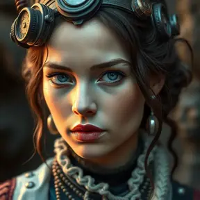 Steampunk portrait of Aloy, Highly Detailed, Beautiful, Photo Realistic, Sharp Focus, Elegant