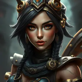 Steampunk portrait of Nidalee from League of Legends, Highly Detailed, Beautiful, Photo Realistic, Sharp Focus, Elegant