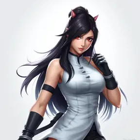 A fierce Tifa Lockhart from final fantasy in white, Highly Detailed, Half Body, Beautiful, Sharp Focus, Elegant