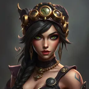 Steampunk portrait of Nidalee from League of Legends, Highly Detailed, Beautiful, Photo Realistic, Sharp Focus, Elegant