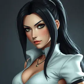 Matte portrait of a fierce Tifa Lockhart from final fantasy in white, Highly Detailed, Half Body, Beautiful, Sharp Focus, Elegant