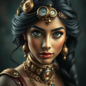 Steampunk portrait of Princess Jasmine, Highly Detailed, Beautiful, Photo Realistic, Sharp Focus, Elegant