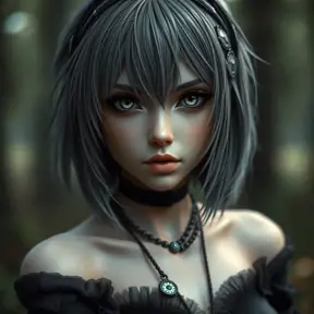 Alluring matte portrait of a beautiful ashen haired 2B from Nier Automata in the style of Stefan Kostic in black, Highly Detailed, Full Body, Bokeh effect, Photo Realistic, Sharp Focus by WLOP