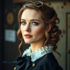 Steampunk portrait of Emily Blunt, Highly Detailed, Beautiful, Photo Realistic, Sharp Focus, Elegant