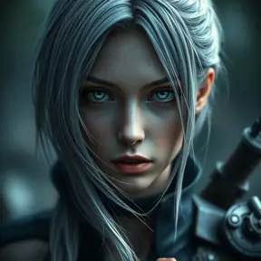 Alluring portrait of a beautiful ashen haired A2 from Nier Automata in the style of Stefan Kostic, Highly Detailed, Full Body, Bokeh effect, Photo Realistic, Sharp Focus