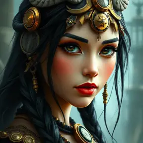 Steampunk portrait of Princess Mononoke, Highly Detailed, Beautiful, Photo Realistic, Sharp Focus, Elegant