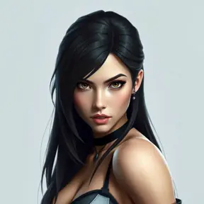 Matte portrait of a fierce Tifa Lockhart from final fantasy in white, Highly Detailed, Half Body, Beautiful, Sharp Focus, Elegant by Stefan Kostic