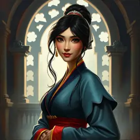 Matte portrait of Disney's Mulan inside a castle, Ultra Detailed, Half Body, Beautiful, Matte Painting, Sharp Focus, Portrait, Fantasy by Stanley Artgerm Lau