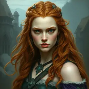 Merida of DunBroch, Intricate Artwork, Intricate Details, Half Body, Beautiful, Matte Painting, Sharp Focus, Portrait, Fantasy, Threatening by Stefan Kostic