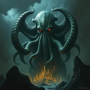 Cthulhu monster, Eldritch, Fantasy, Apocalyptic, Doom, Dreadful, Forbidding, Frightful, Harrowing, Ominous, Shocking, Terrifying, Threatening, Unnerving